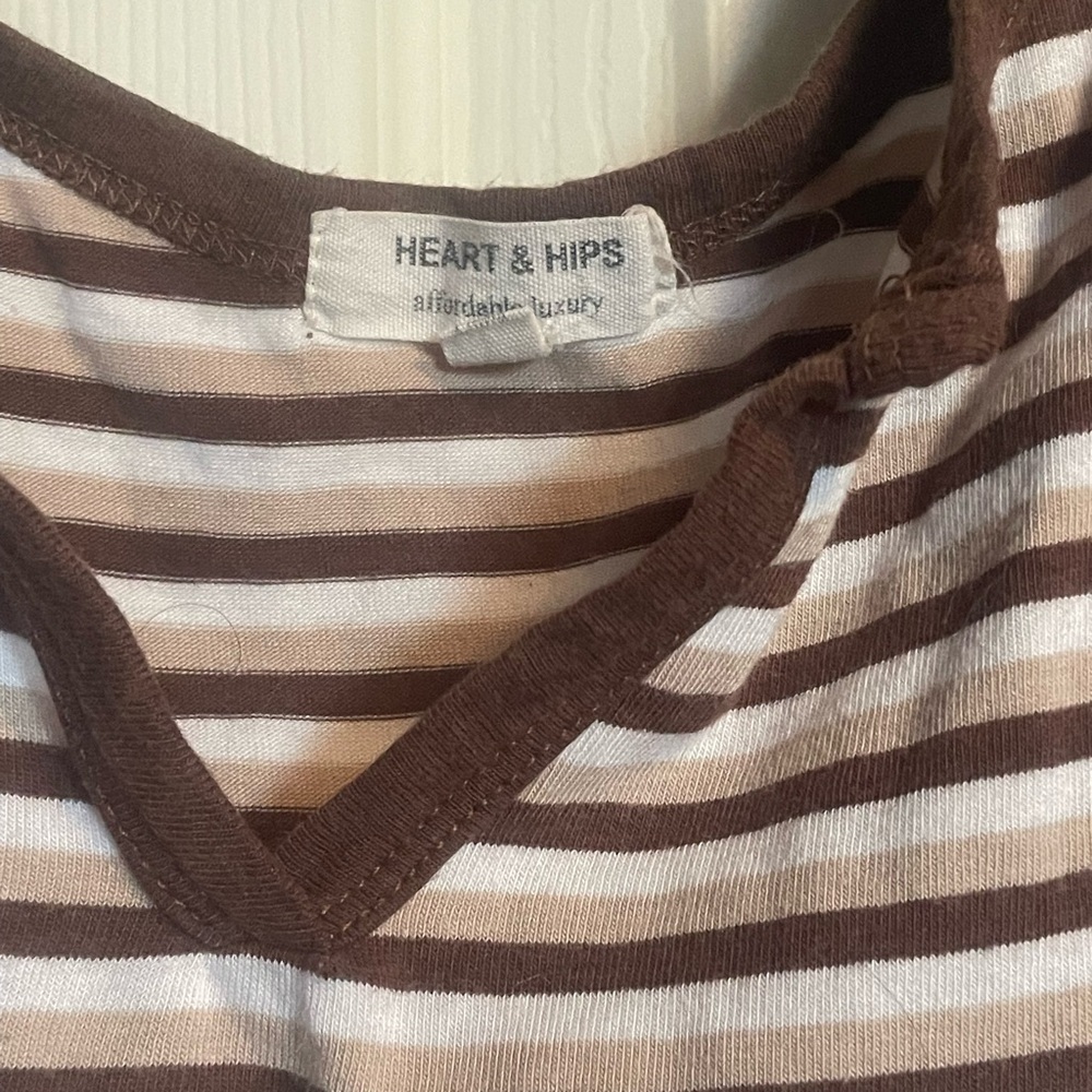 Heart Hips Chocolate and Cream Striped Tee